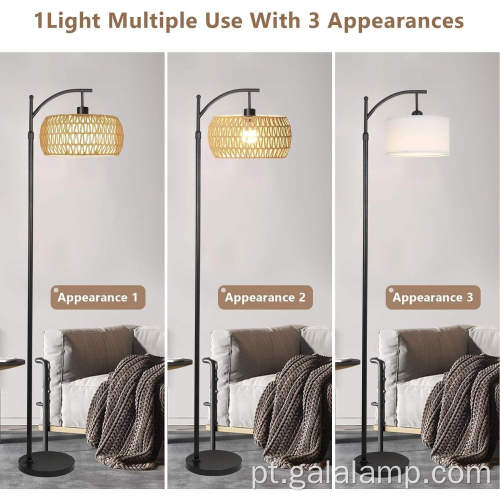 Candeeiro de pé tecido de bambu nórdico moderno